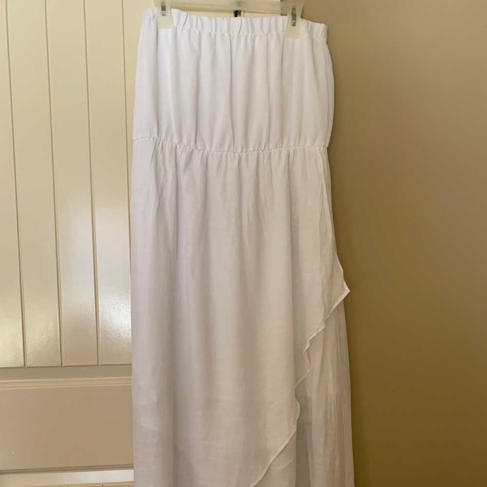 White strapless maxi dress